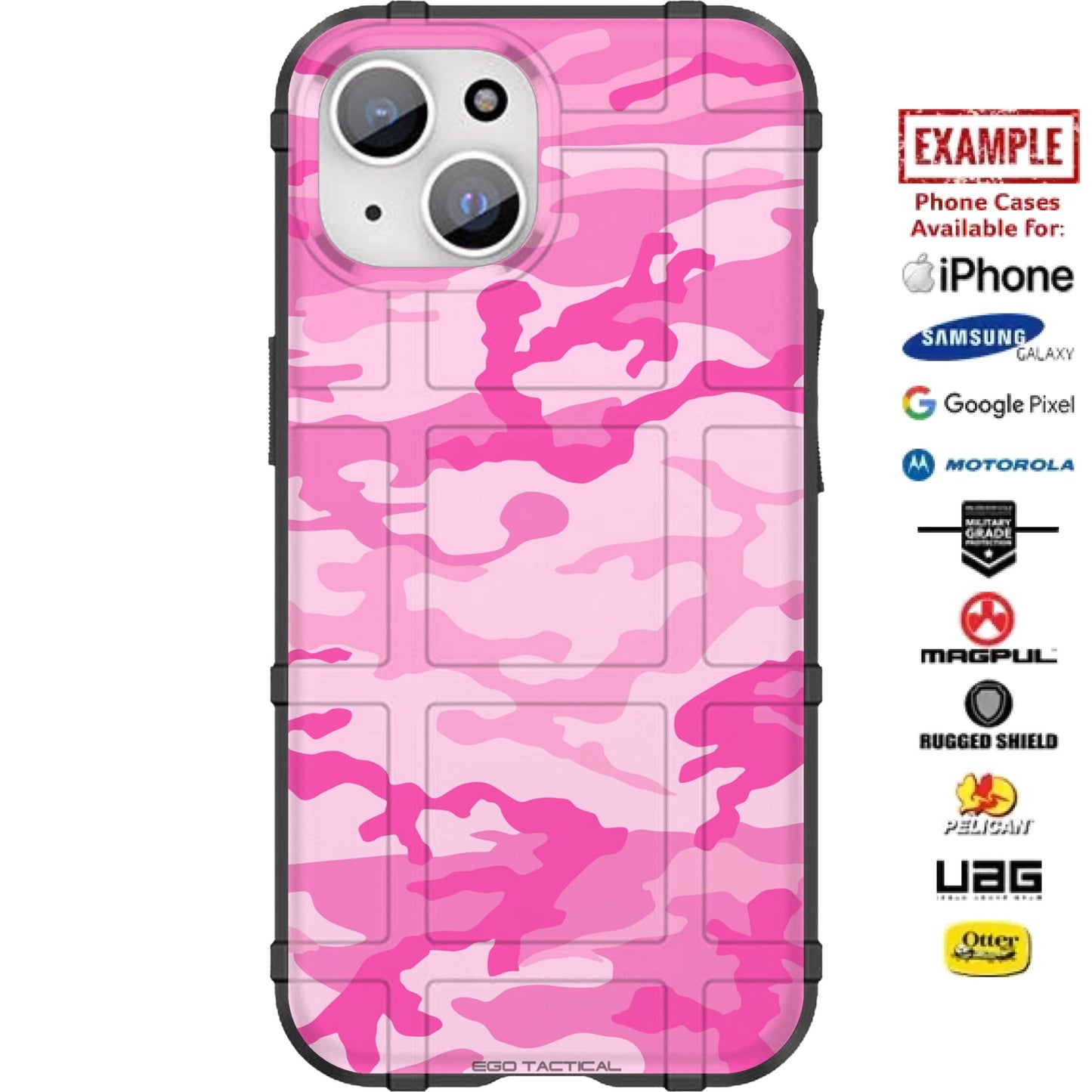 Pink Camouflage Breast Cancer Awareness Custom Printed Case Design for Apple, Samsung, Google & Motorola Phone Models