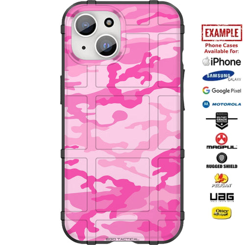 Pink Camouflage Breast Cancer Awareness Custom Printed Case Design for Apple, Samsung, Google & Motorola Phone Models
