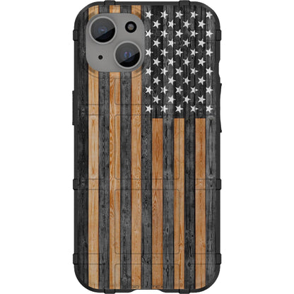 US American Flag on Pine Wood Custom Printed Case Design for Apple, Samsung, Google & Motorola Phone Models