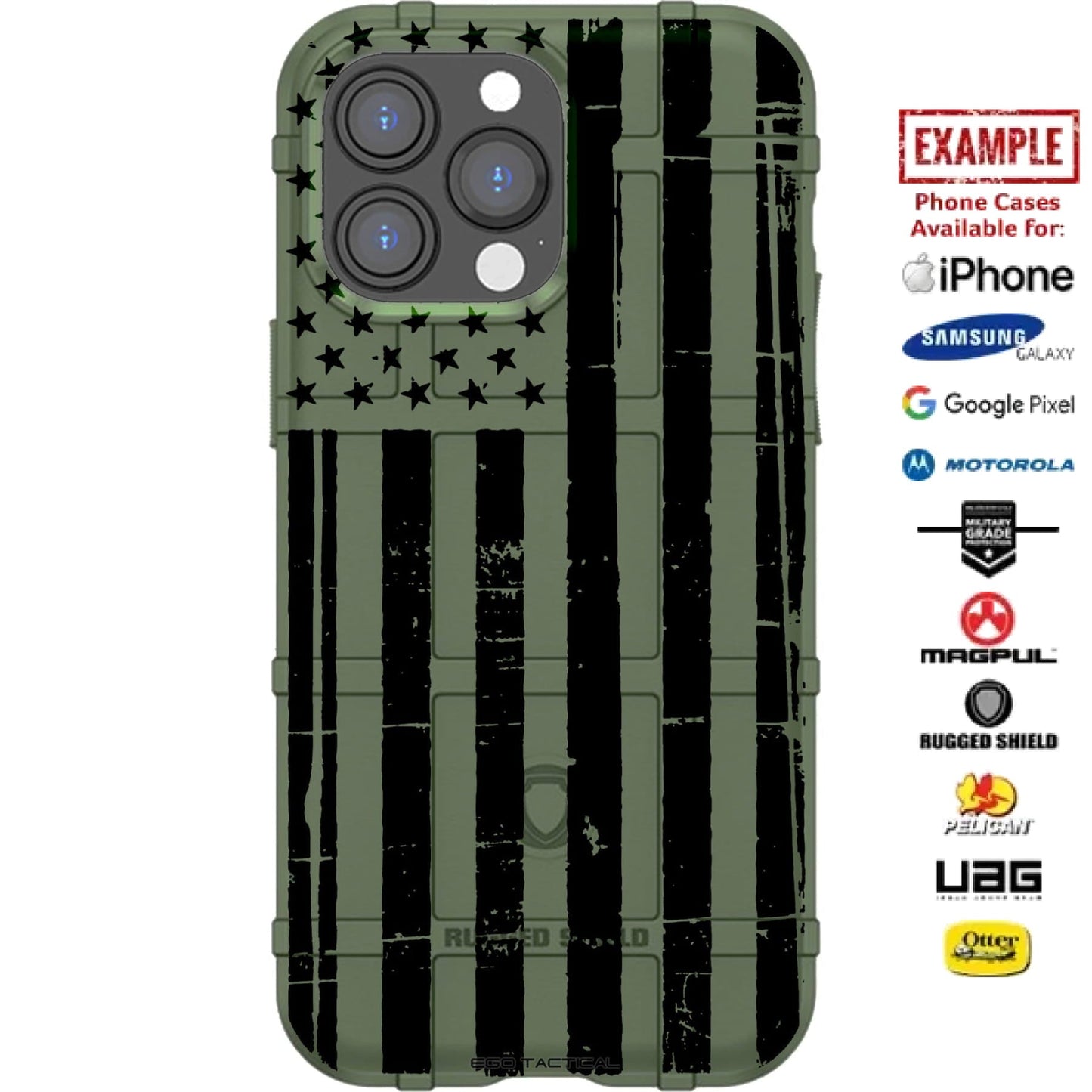 Reversed Weathered Assaulting Forward Black US American Flag Print Custom Printed Case Design for Apple, Samsung, Google & Motorola Phone Models