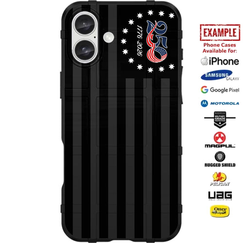 SUBDUED 13-STAR 250 1776-2026 HORSESHOE FLAG - United States of America's 250th Semiquincentennial Anniversary Custom Printed Case Design for Apple, Samsung, Google & Motorola Phone Models