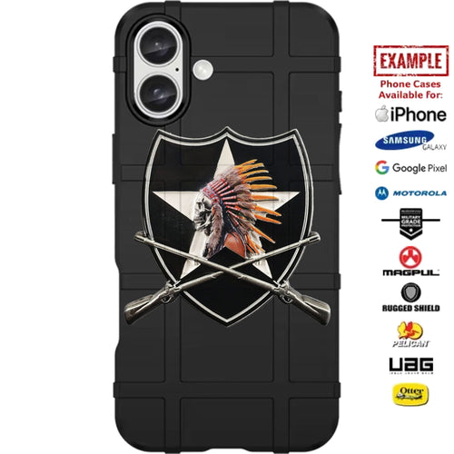 US Army 2nd Infantry Division Indianhead & Crossed Rifles Custom Printed Case Design for Apple, Samsung, Google & Motorola Phone Models