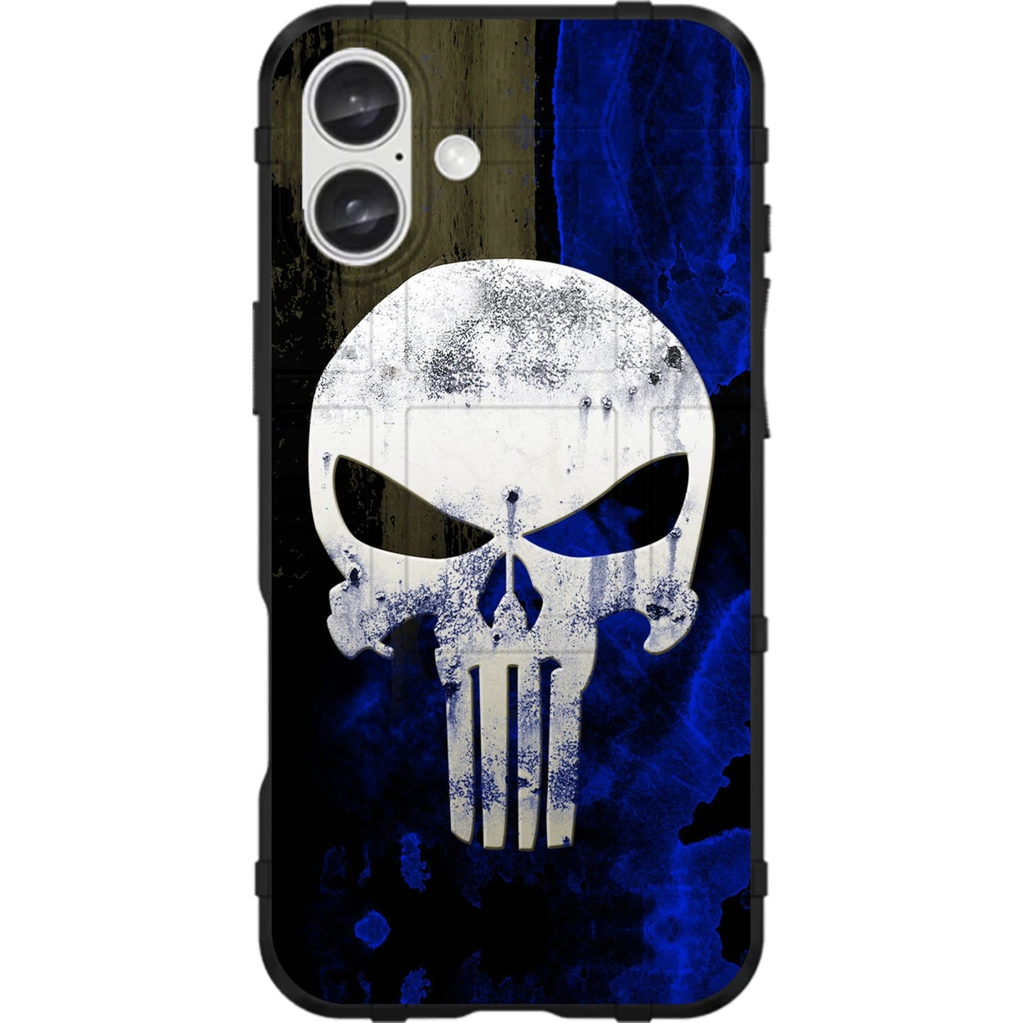 Red or Blue Tattered Punisher Custom Printed Case Design for Apple, Samsung, Google & Motorola Phone Models