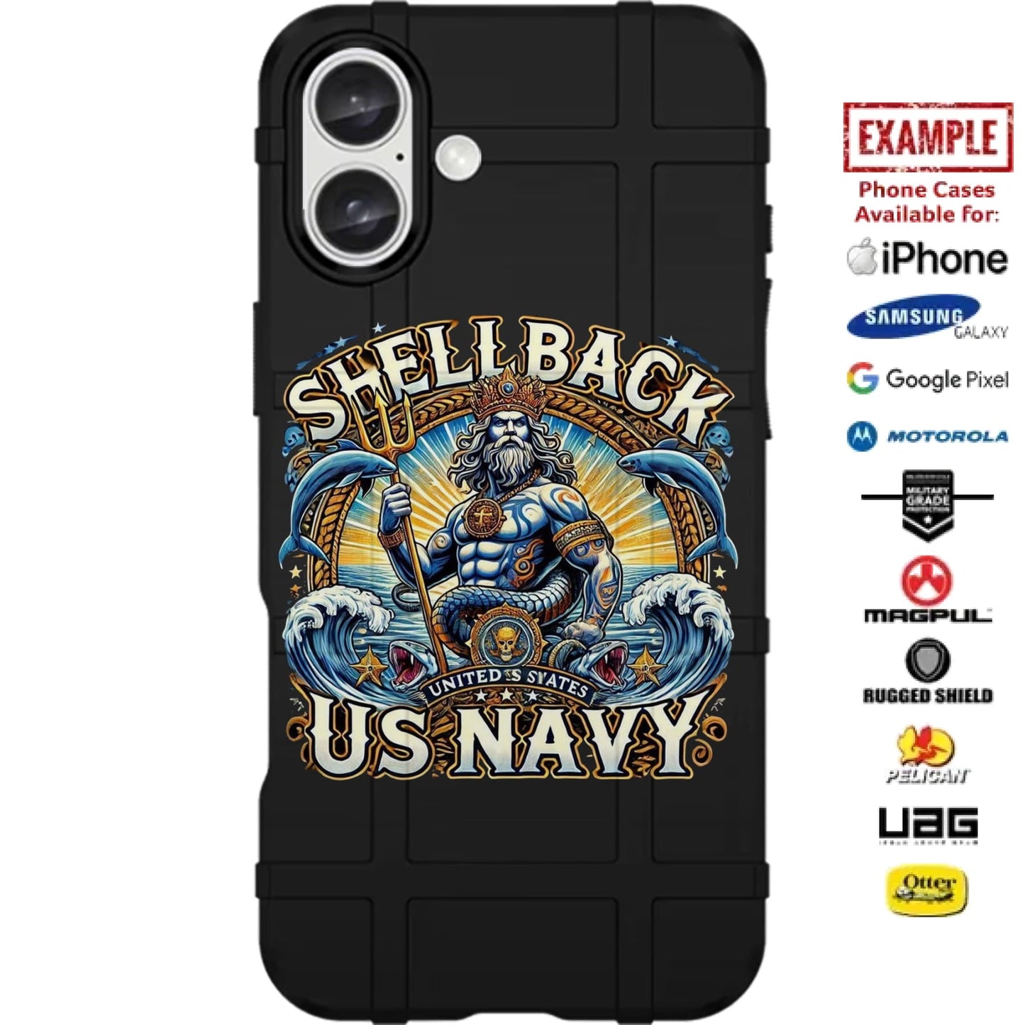US Navy Shellback Custom Printed Case Design for Apple, Samsung, Google & Motorola Phone Models