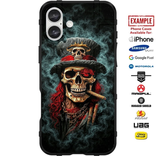 Witch Doctor Pirate skull in smoky mist Custom Printed Case Design for Apple, Samsung, Google & Motorola Phone Models