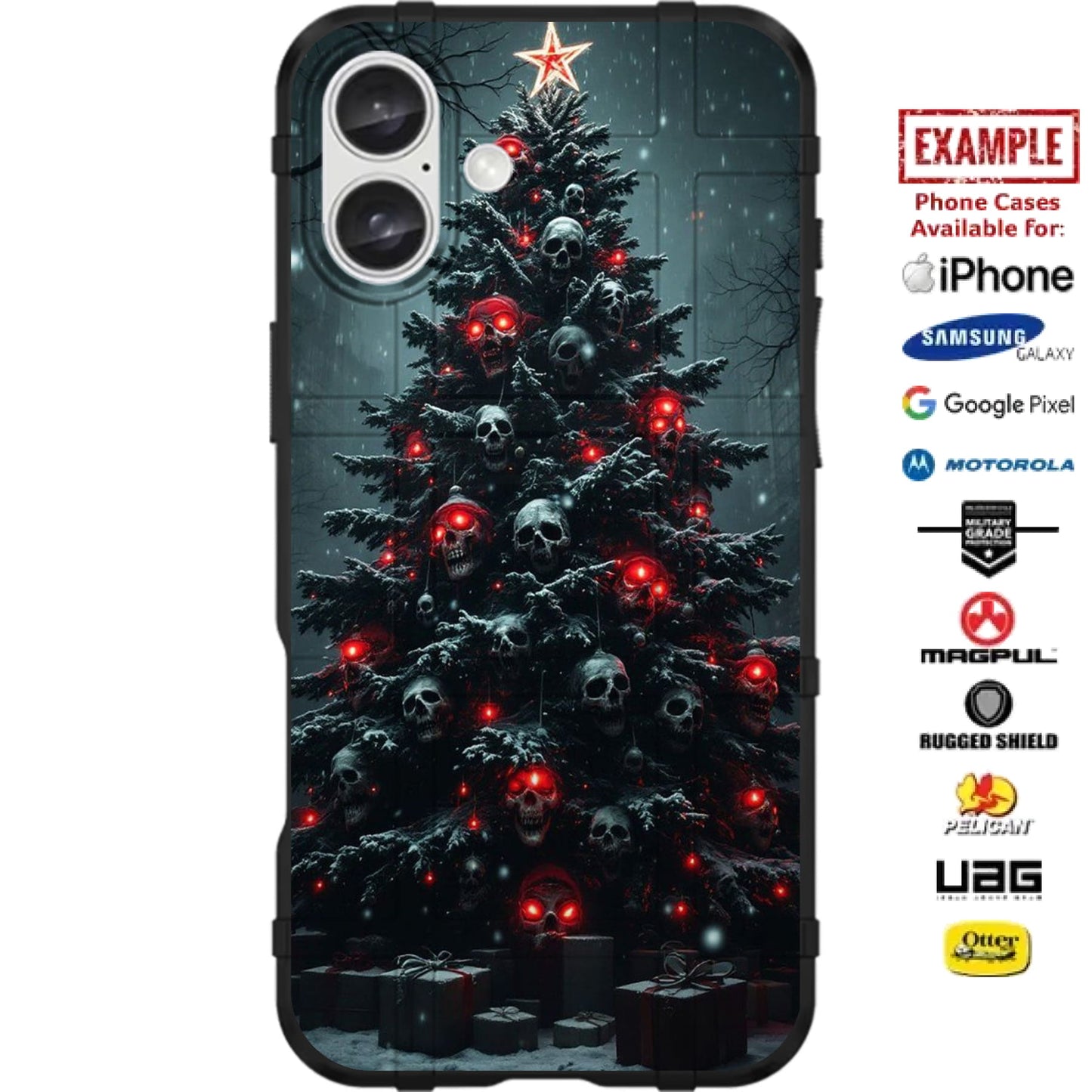 Christmas Trees Skulls Custom Printed Case Design for Apple, Samsung, Google & Motorola Phone Models