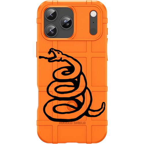 Orange Rugged Shield TPU Case with MagSafe Ring - Black Snake Design for iPhone 17 Pro & 17 Pro Max phone models