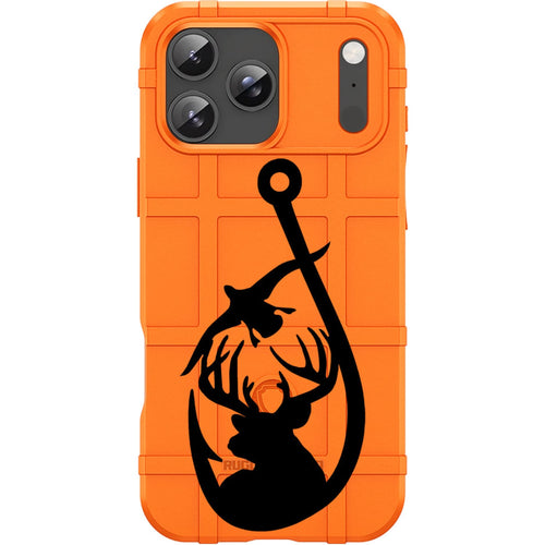 Orange Rugged Shield TPU Case with MagSafe Ring - Hooked on Hunting Design for iPhone 17 Pro & 17 Pro Max phone models