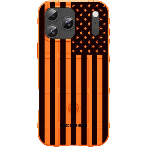 Orange Rugged Shield TPU Case with MagSafe Ring - Subdued US Flag Design for iPhone 17 Pro & 17 Pro Max phone models