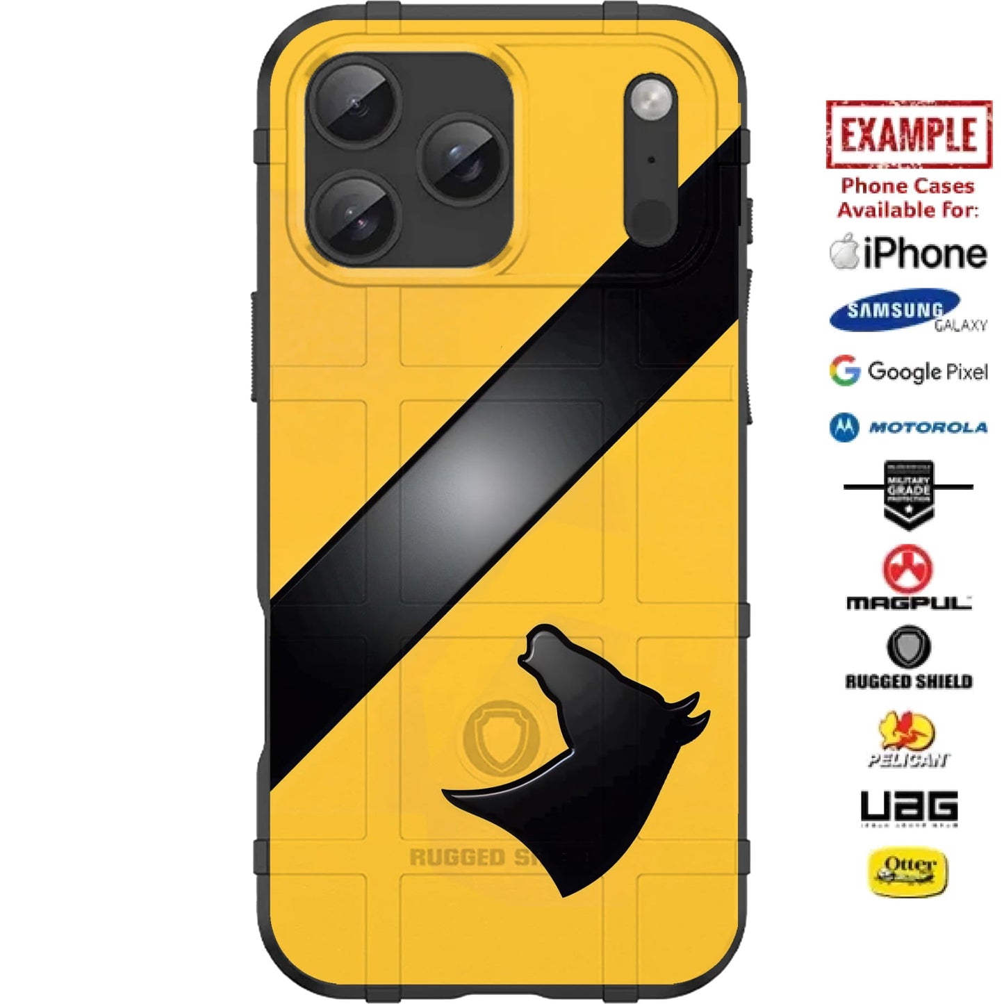 Army 1st Cavalry Flag Custom Printed Case Design for Apple, Samsung, Google & Motorola Phone Models