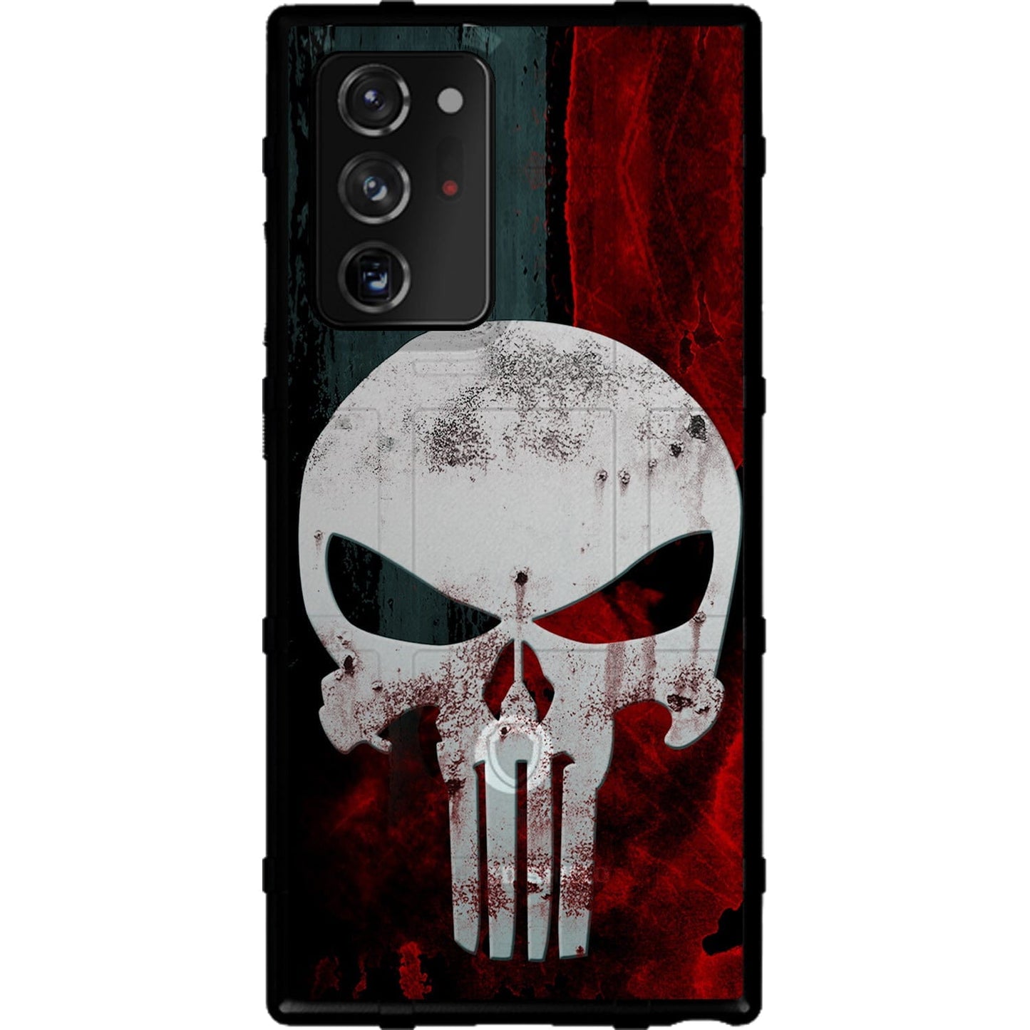 Red or Blue Tattered Punisher Custom Printed Case Design for Apple, Samsung, Google & Motorola Phone Models