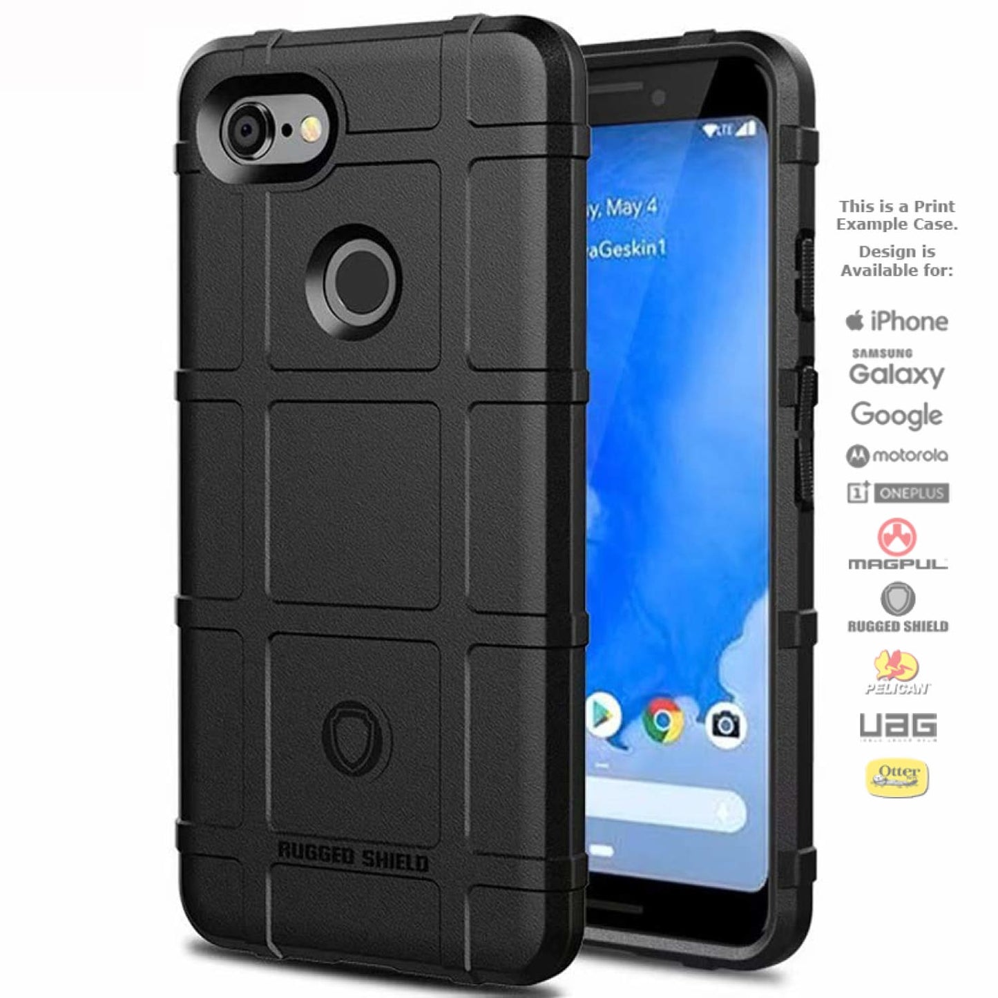 Rugged Shield Branded Solid Color TPU Cases for Google Pixel Phone Models