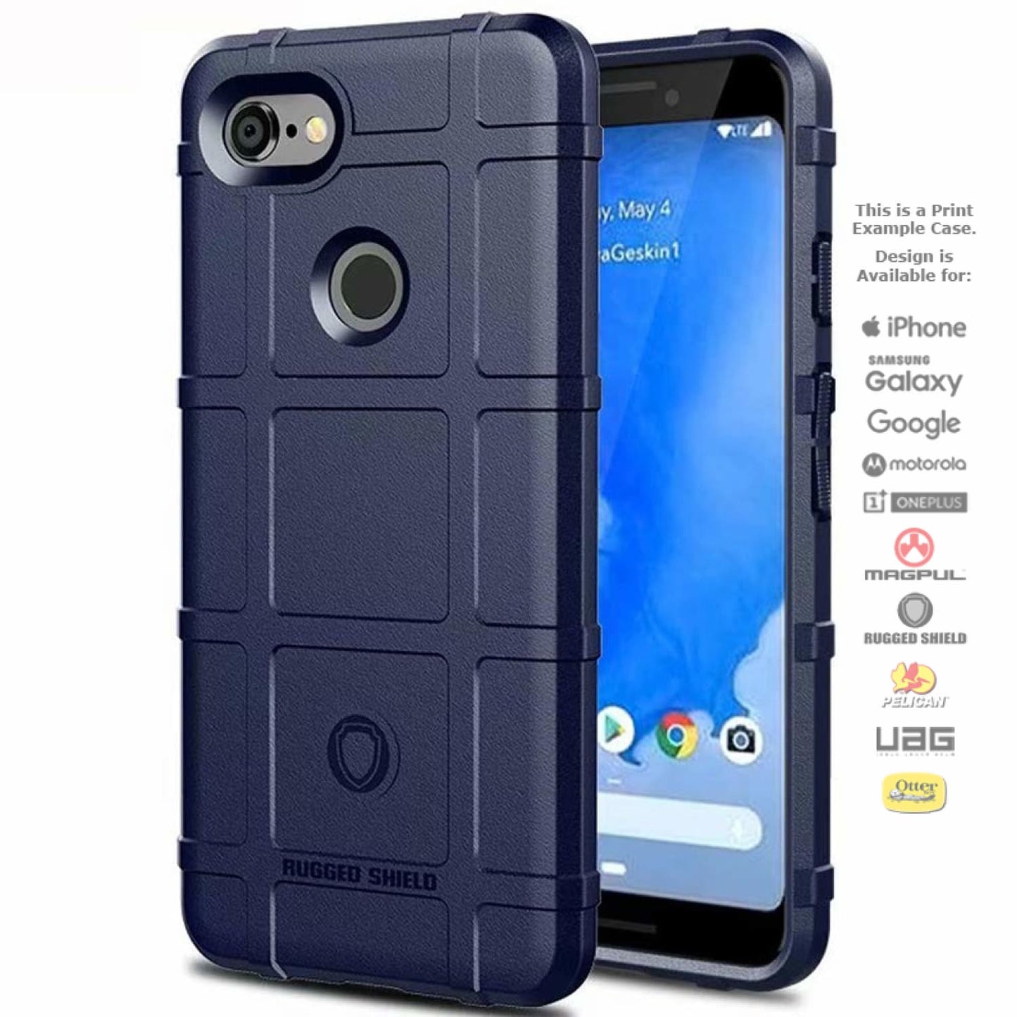 Rugged Shield Branded Solid Color TPU Cases for Google Pixel Phone Models