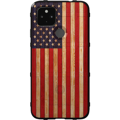 US American Flag on Pine Wood Custom Printed Case Design for Apple, Samsung, Google & Motorola Phone Models