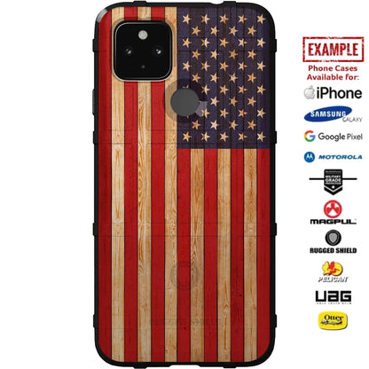 US American Flag on Pine Wood Custom Printed Case Design for Apple, Samsung, Google & Motorola Phone Models
