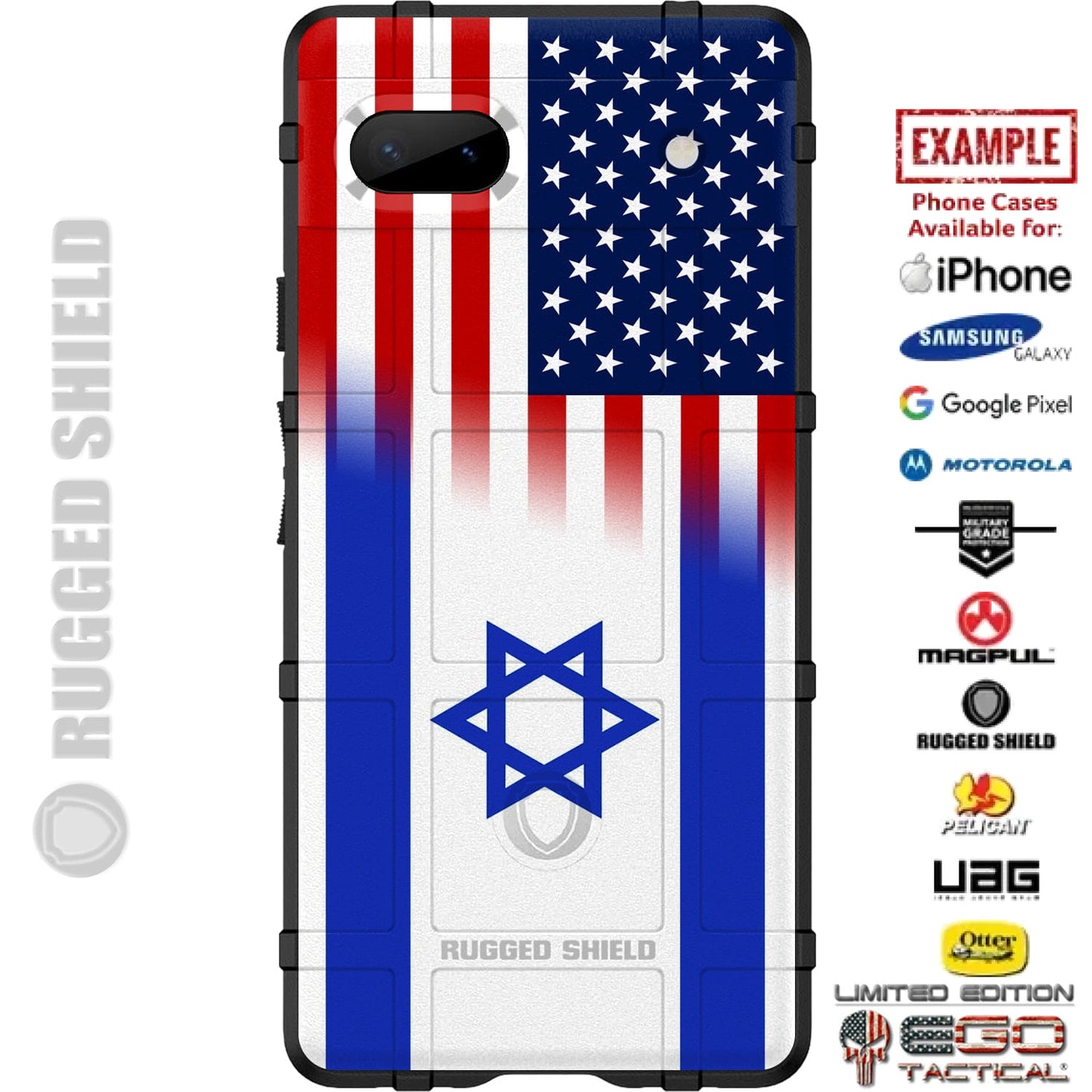 American Flag, Israel Flag Solidarity Custom Printed Case Design for Apple, Samsung, Google & Motorola Phone Models