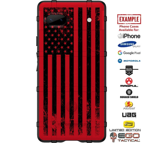 Tattered Reversed US American Flag (Multi-Color) on Red Custom Printed Case Design for Apple, Samsung, Google & Motorola Phone Models