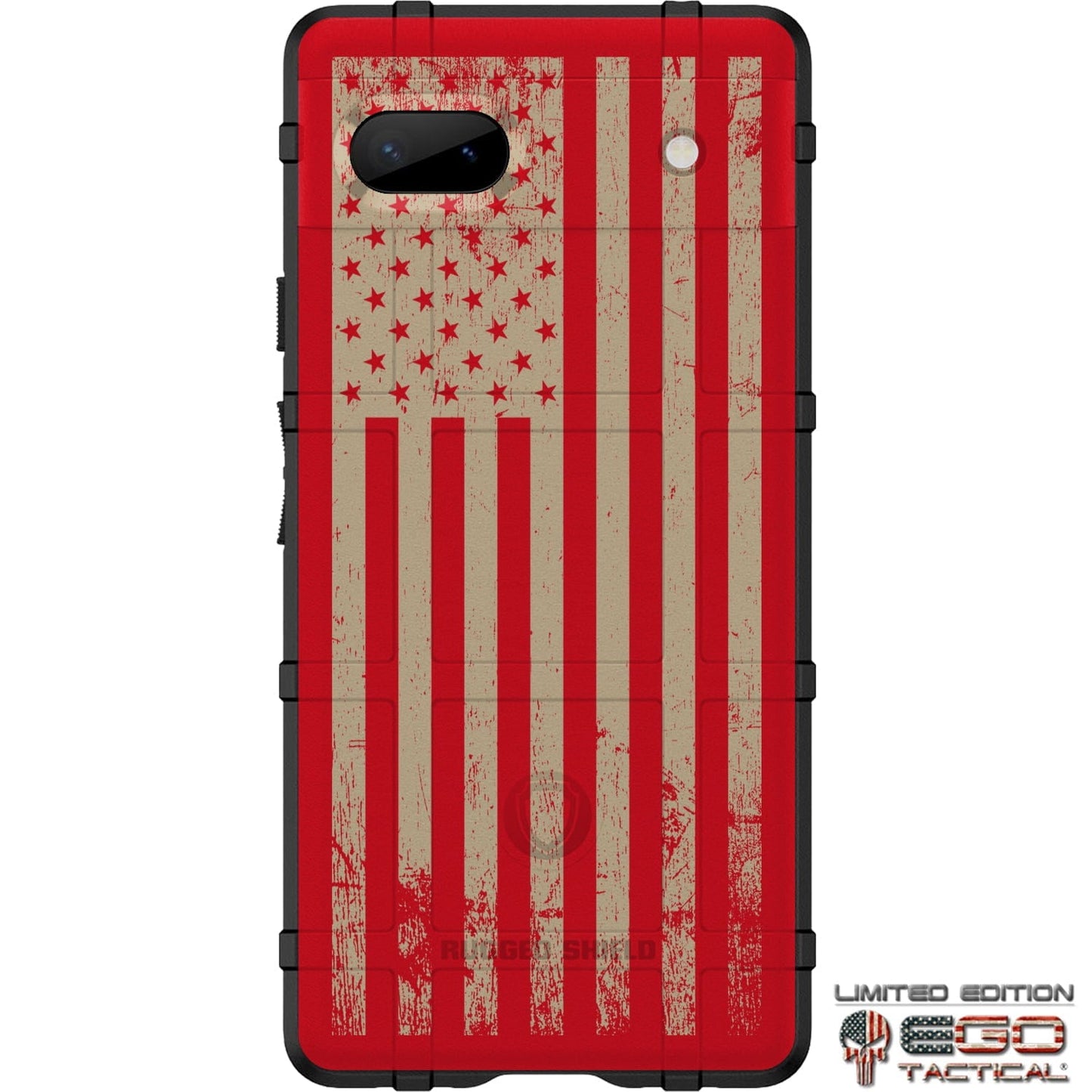 Tattered Reversed US American Flag (Multi-Color) on Red Custom Printed Case Design for Apple, Samsung, Google & Motorola Phone Models