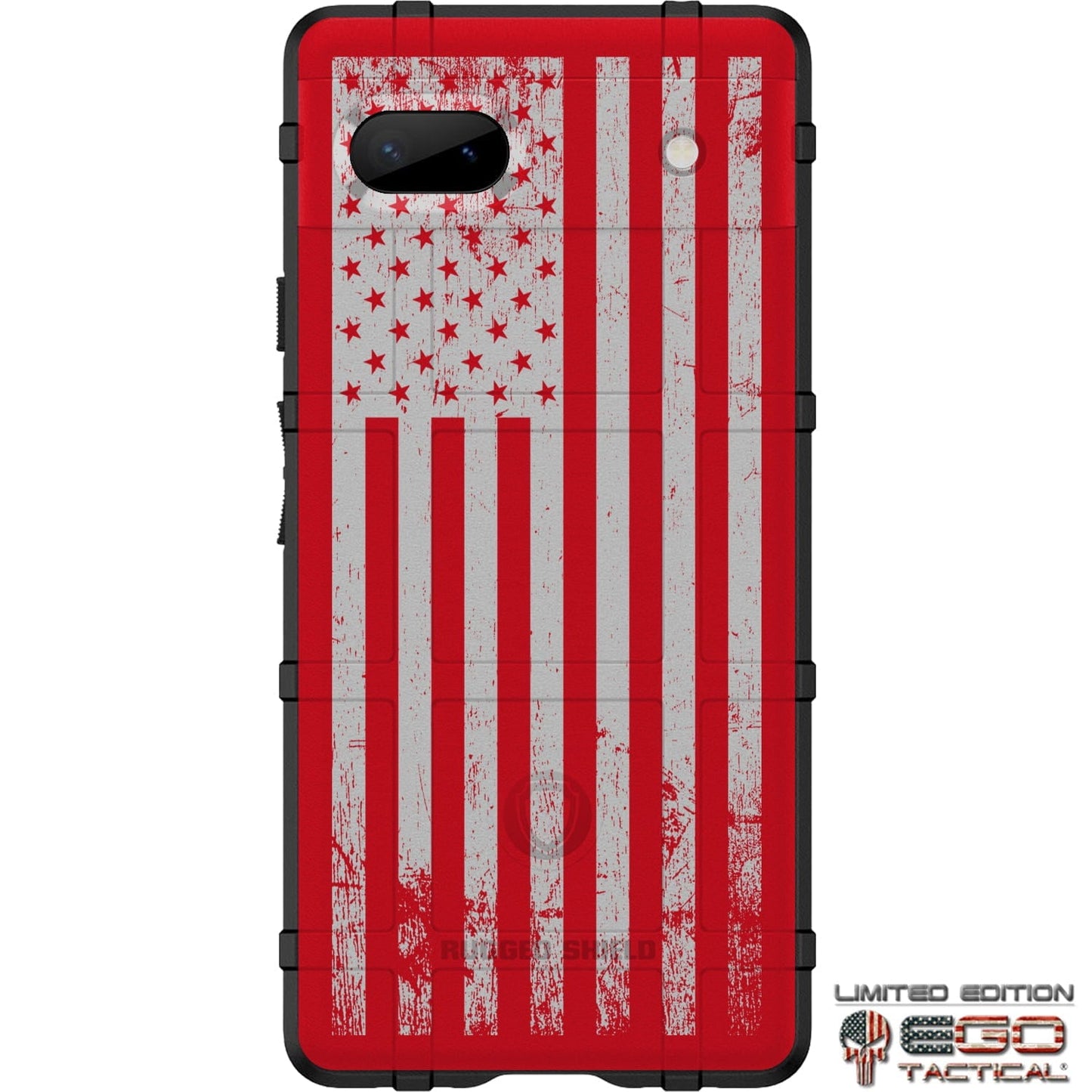 Tattered Reversed US American Flag (Multi-Color) on Red Custom Printed Case Design for Apple, Samsung, Google & Motorola Phone Models