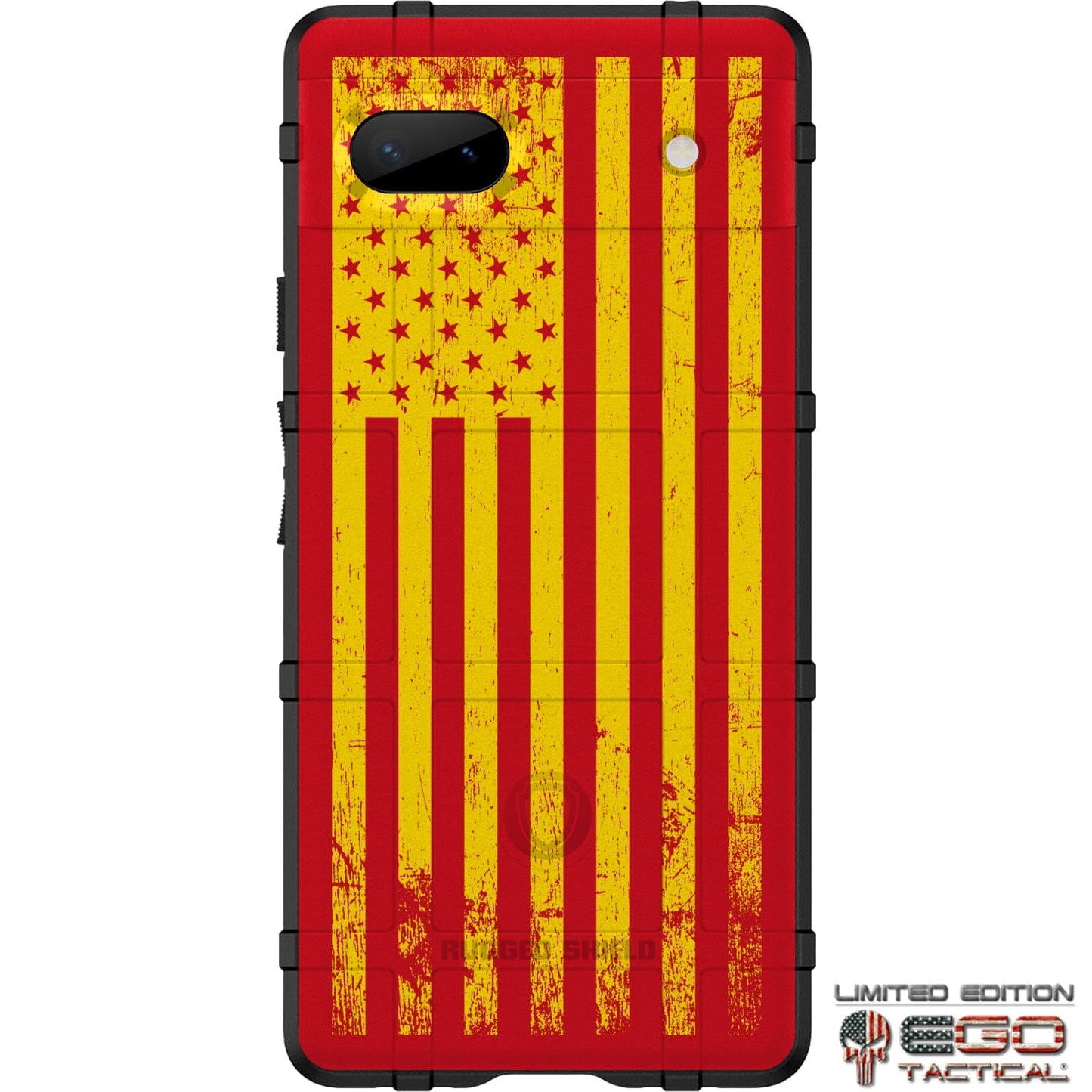 Tattered Reversed US American Flag (Multi-Color) on Red Custom Printed Case Design for Apple, Samsung, Google & Motorola Phone Models