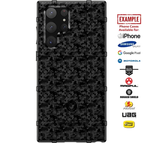 Black Hex Camo Custom Printed Case Design for Apple, Samsung, Google & Motorola Phone Models