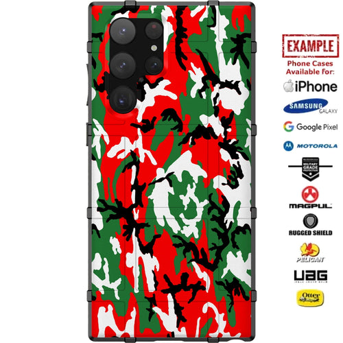 Special Edition 2024 Christmas Camouflage Design Custom Printed Case Design for Apple, Samsung, Google & Motorola Phone Models