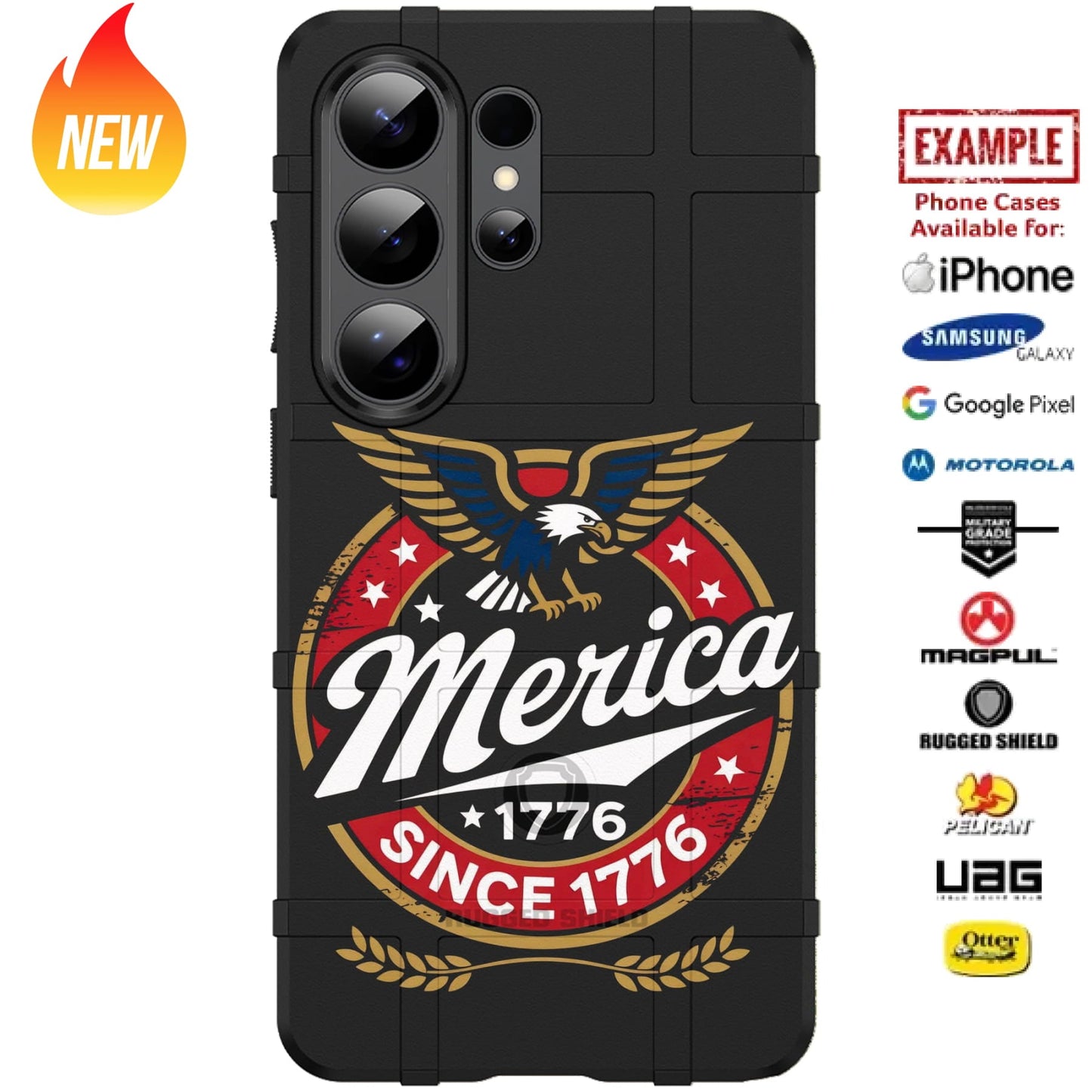 'Merica 1776 Design Custom Printed Case Design for Apple, Samsung, Google & Motorola Phone Models