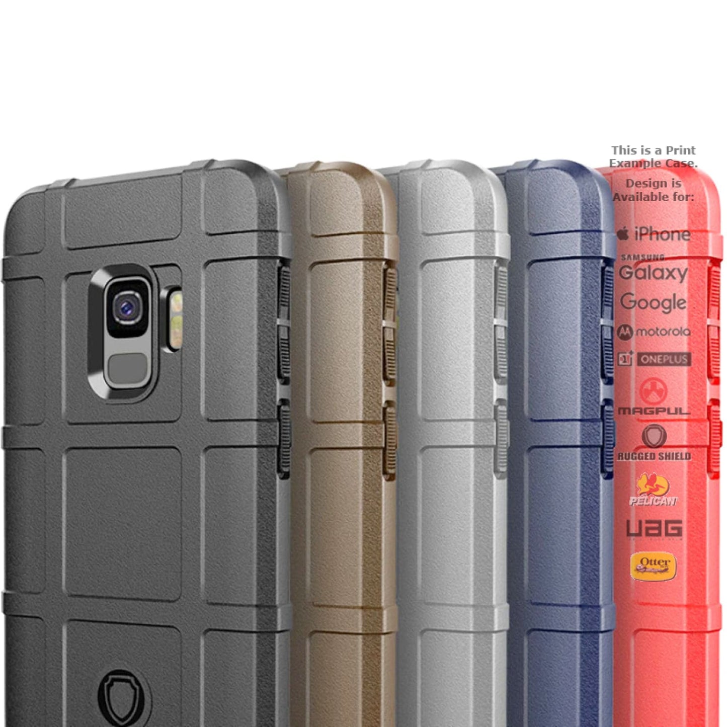 Rugged Shield Branded Solid Color TPU Cases for Samsung Galaxy Phone Models