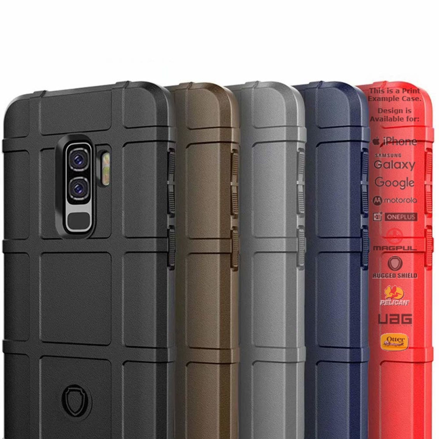 Rugged Shield Branded Solid Color TPU Cases for Samsung Galaxy Phone Models