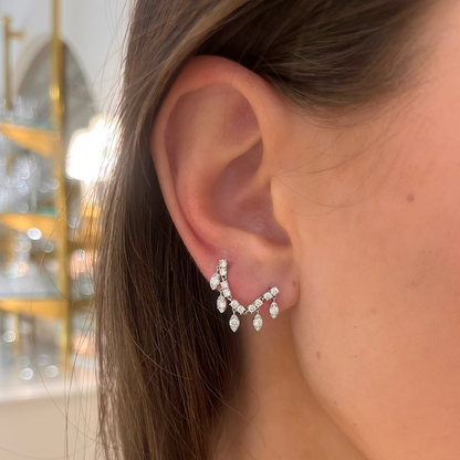Marquise Drops Double Piercing Diamond Stud Earrings 0.99 ctw