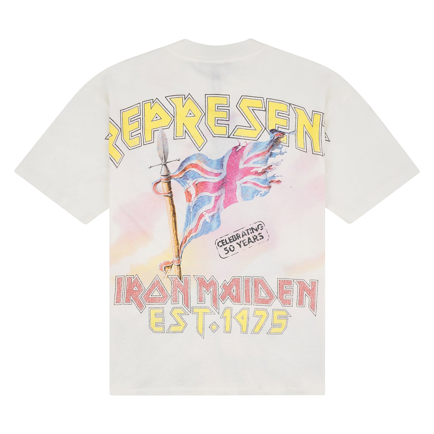 Iron Maiden Steed Tee | Flat White
