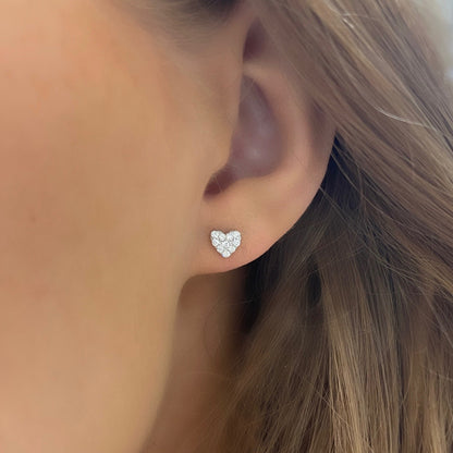 Mini "Love You More" Diamond Heart Stud Earrings