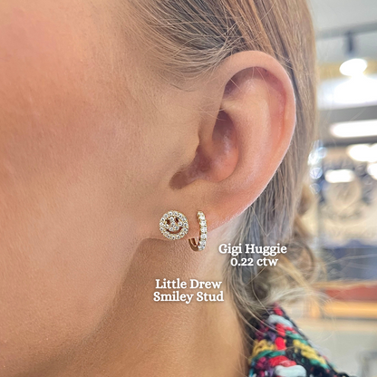 Little Drew Smiley Pave Diamond Stud Earrings