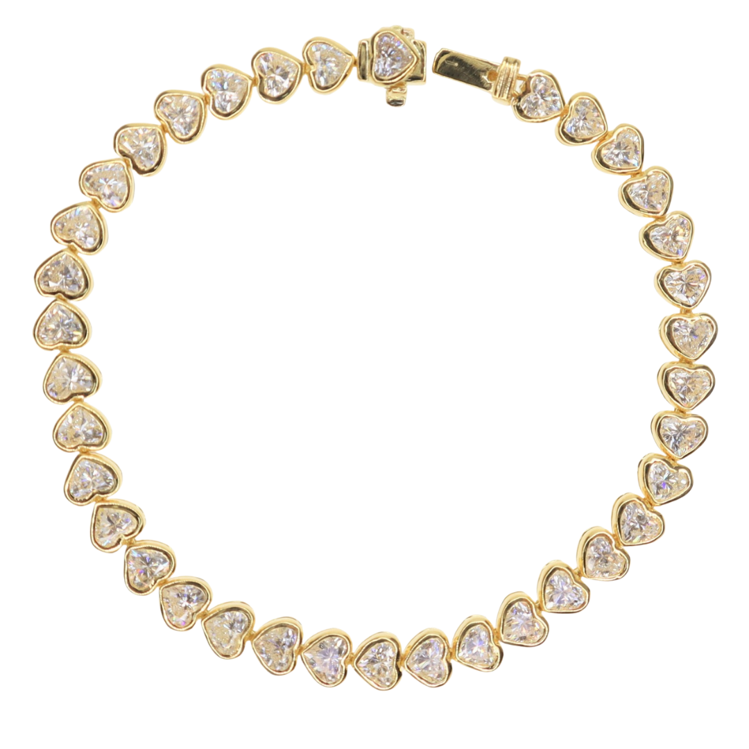 Heart Shaped Diamond Bezel Tennis Bracelet 7.48 ctw
