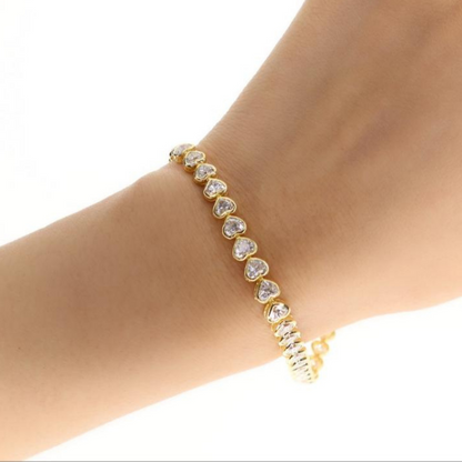 Heart Shaped Diamond Bezel Tennis Bracelet 7.48 ctw