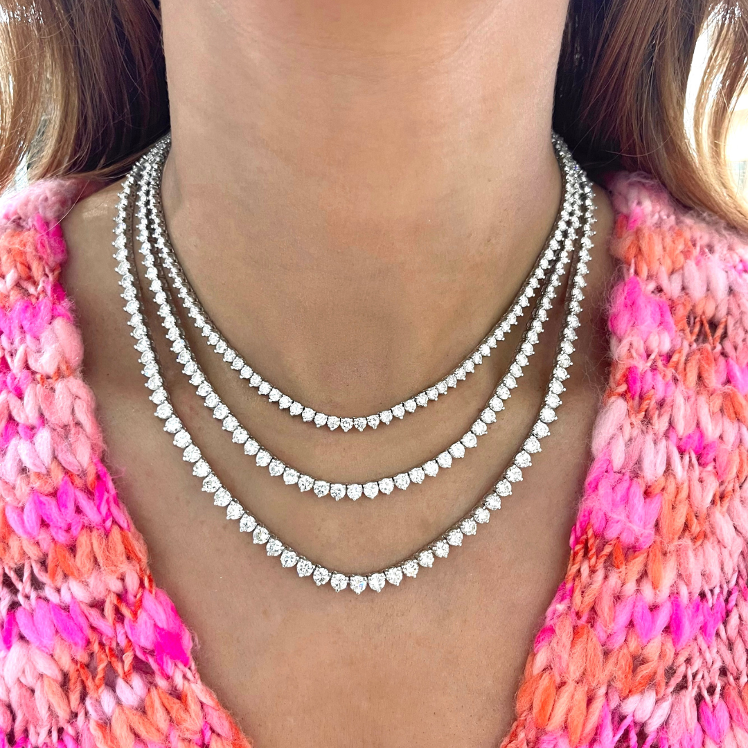 Kylan Three Prong Diamond Tennis Necklaces