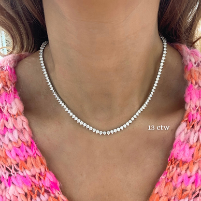 Kylan Three Prong Diamond Tennis Necklaces