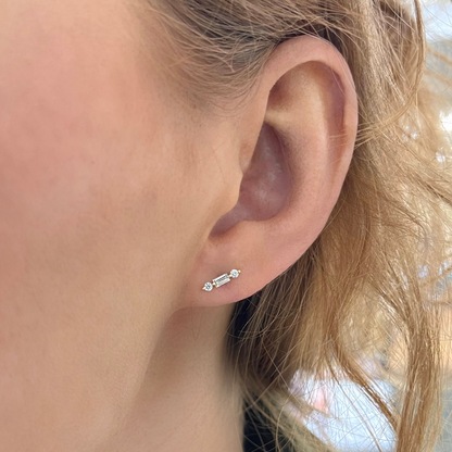 Brooklyn Baguette Bar Diamond Stud Earrings