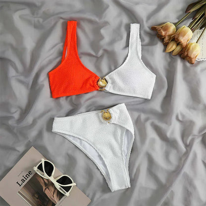 Textured Knit Block Colour Bikini Set