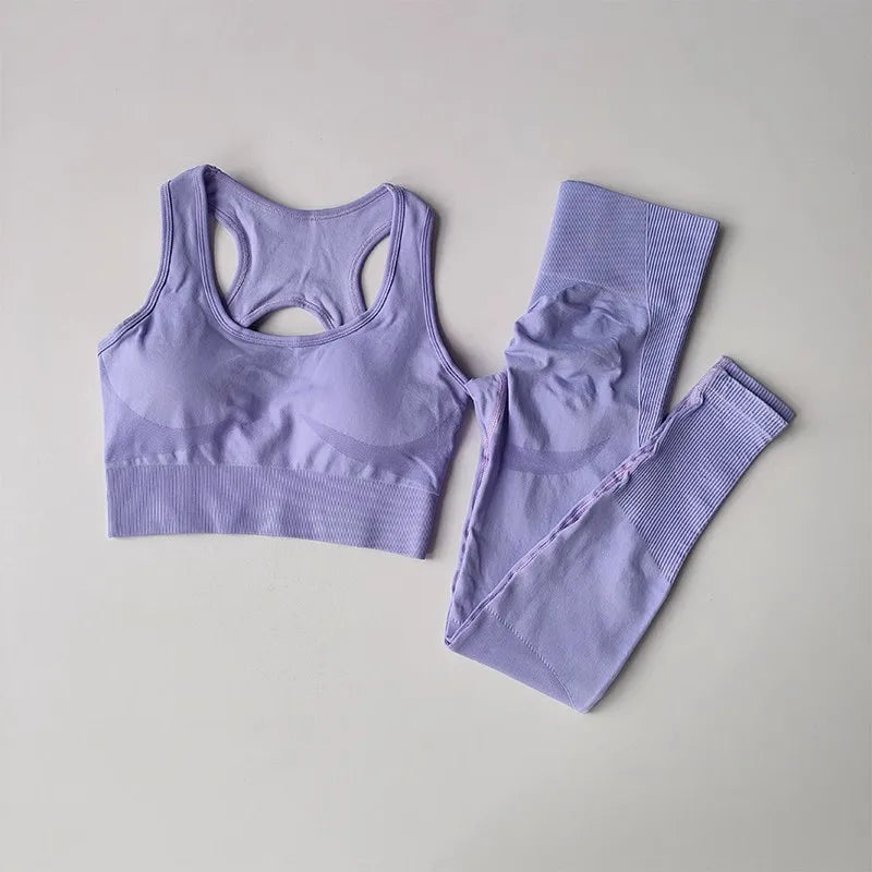 Women's Fitness Yoga Set - Sports Bra & High Waist Leggings