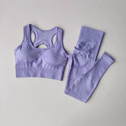 Women's Fitness Yoga Set - Sports Bra & High Waist Leggings