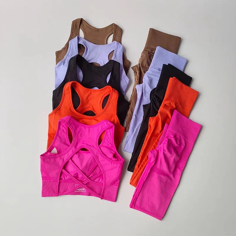 Women's Fitness Yoga Set - Sports Bra & High Waist Leggings