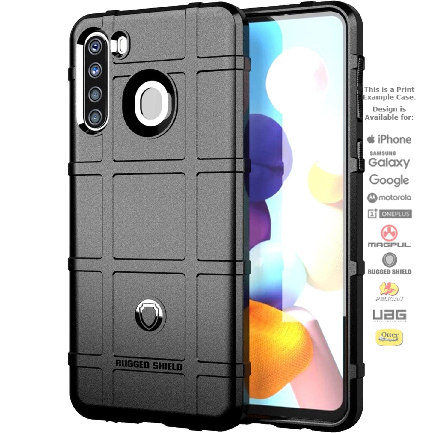 Rugged Shield Branded Solid Color TPU Cases for Samsung Galaxy Phone Models