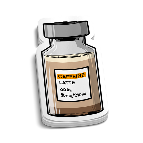Caffeine Vile 80mg | Funny Medical Stickers