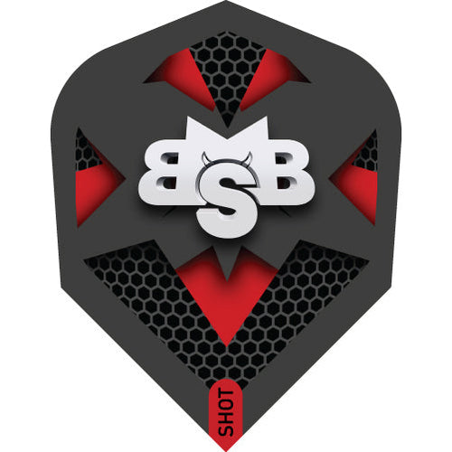 SHOT - Michael Smith Red Black Tenacious Dart Flight Set - Small Standard