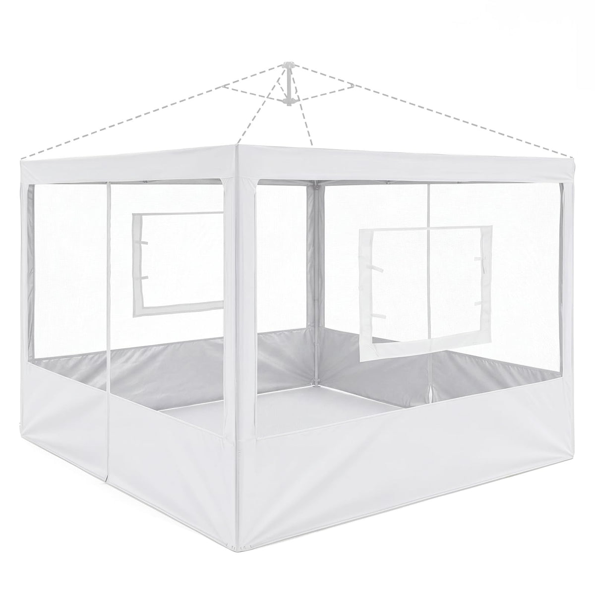 4 Pcs Mesh Sidewalls for 10x10 Pop Up Canopy, Food Booth,Zipper Door, White