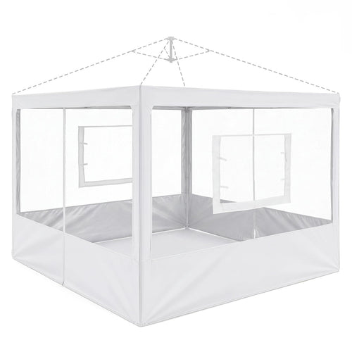 4 Pcs Mesh Sidewalls for 10x10 Pop Up Canopy, Food Booth,Zipper Door, White