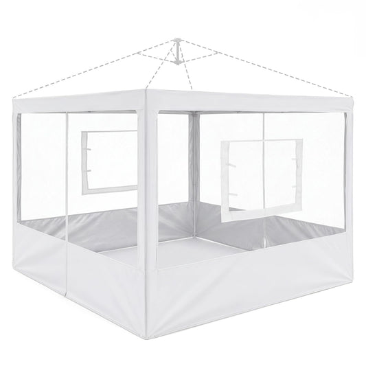 4 Pcs Mesh Sidewalls for 10x10 Pop Up Canopy, Food Booth,Zipper Door, White
