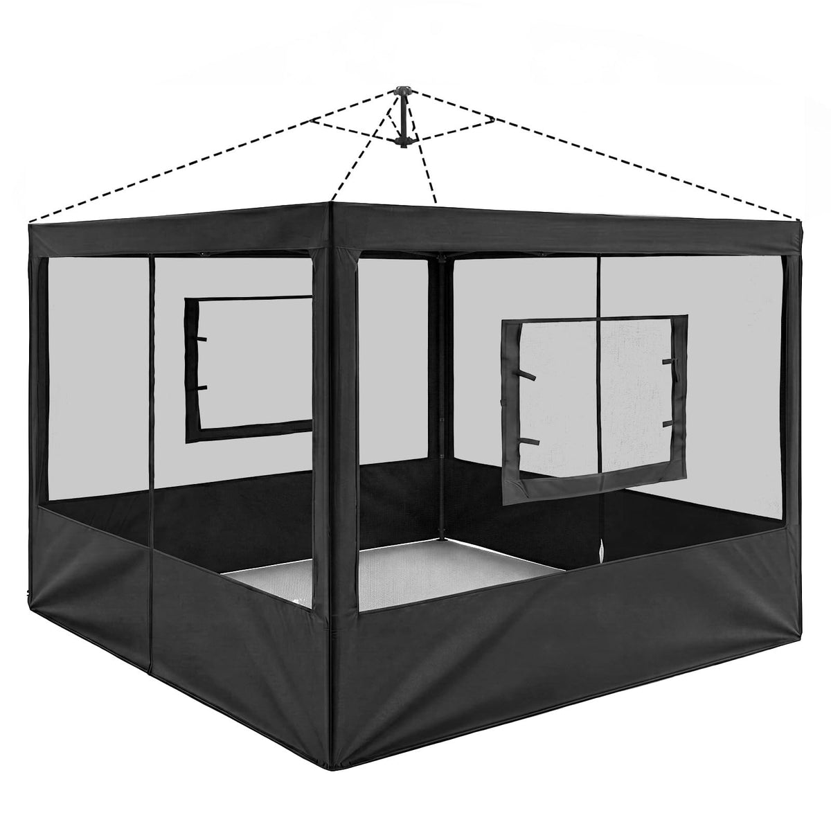 4 Pcs Mesh Sidewalls for 10x10 Pop Up Canopy, Food Booth,Zipper Door, White