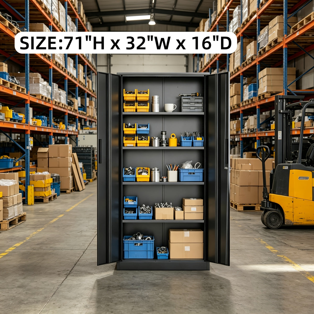 [With Wheels, Adjustable] Metal Storage Cabinet With Wheels, Pegboards, Locking Doors And 4 Adjustable Shelves, 71"H/72"H/73"H Tool Cabinet For Garage, Home, Basement, Kitchen